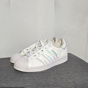 Adidas Kids White Iridescent Superstar Sneakers